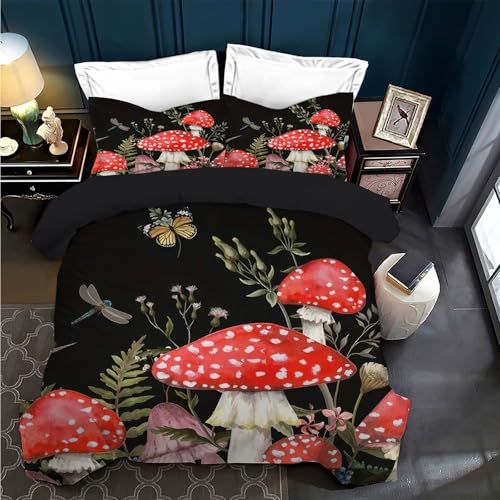 Linge de lit champignon 200x200 doux et facile à enfiler avec son zip - 3