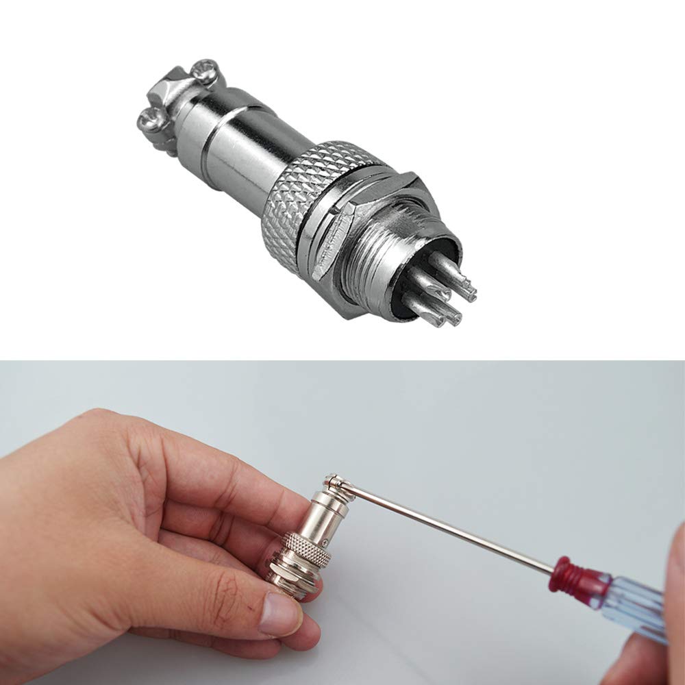 QitinDasen 8 stuks Premium GX12 - 5-pins Adapter, 5A 12 mm schroefdraad mannelijke vrouwelijke metalen luchtvaart connector kabel connector, met rubberen beschermkap en schroevendraaier
