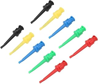 10pcs P5002 Multímetro -Testhaken -llei -blue -lei -grabber para SMT/SMD IC D20 Soldadura por Cable -Powerful Spring, Conveniente (Rojo, negro, amarillo, azul y verde)