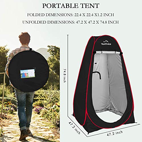 Image of Your Choice Pop Up Shower Tent 47.2 inch Wx74.8 /82.7 inch H Privacy Changing Tent | Waterproof Silver Coating Portable Shelter with Carry Bag for Camping, Beach, RV, Hiking, Fishing