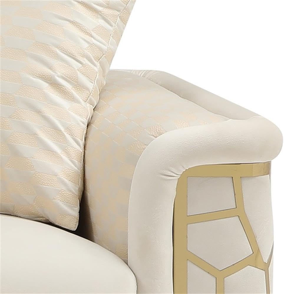 Pemberly Row Set of 2 Modern Velvet Loveseat and Sofa in Ivory