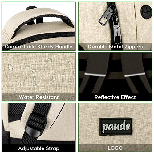 Image of Paude Backpack School,Backpack Laptop Bookbag for Teens 17.3 Inch College Backpack for University Business Work Travel, Beige