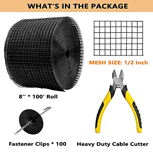 Prolee 8 Inch X 100Ft Solar Panel Bird/Critter Guard Anti-Rust With 100 Fastener Clips Rooftop Solar Panel Bird Wire Screen, Removable Without Damage #TOP1