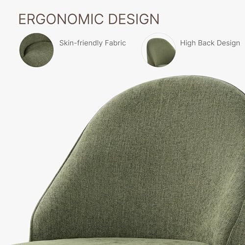 Image of KISLOT Swivel Dining Chairs Modern Desk Chair Upholstered Linen Fabric Side Chair for Kitchen Dining Room Bedroom,Moss Green,2 Box