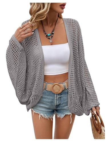 Verdusa Women's Oversized Summer Cardigan Lightweight Sweater Crochet Knit Beach