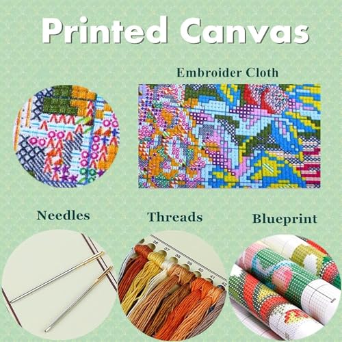 Image of Joyhoor Cross Stitch Kits for Beginners Stamped Cross-Stitch Supplies Needlework preprint Embroidery Kits for Adults DIY Needlepoint Kits Embroidery Patterns 11CT-Santa Claus 16x20 inch