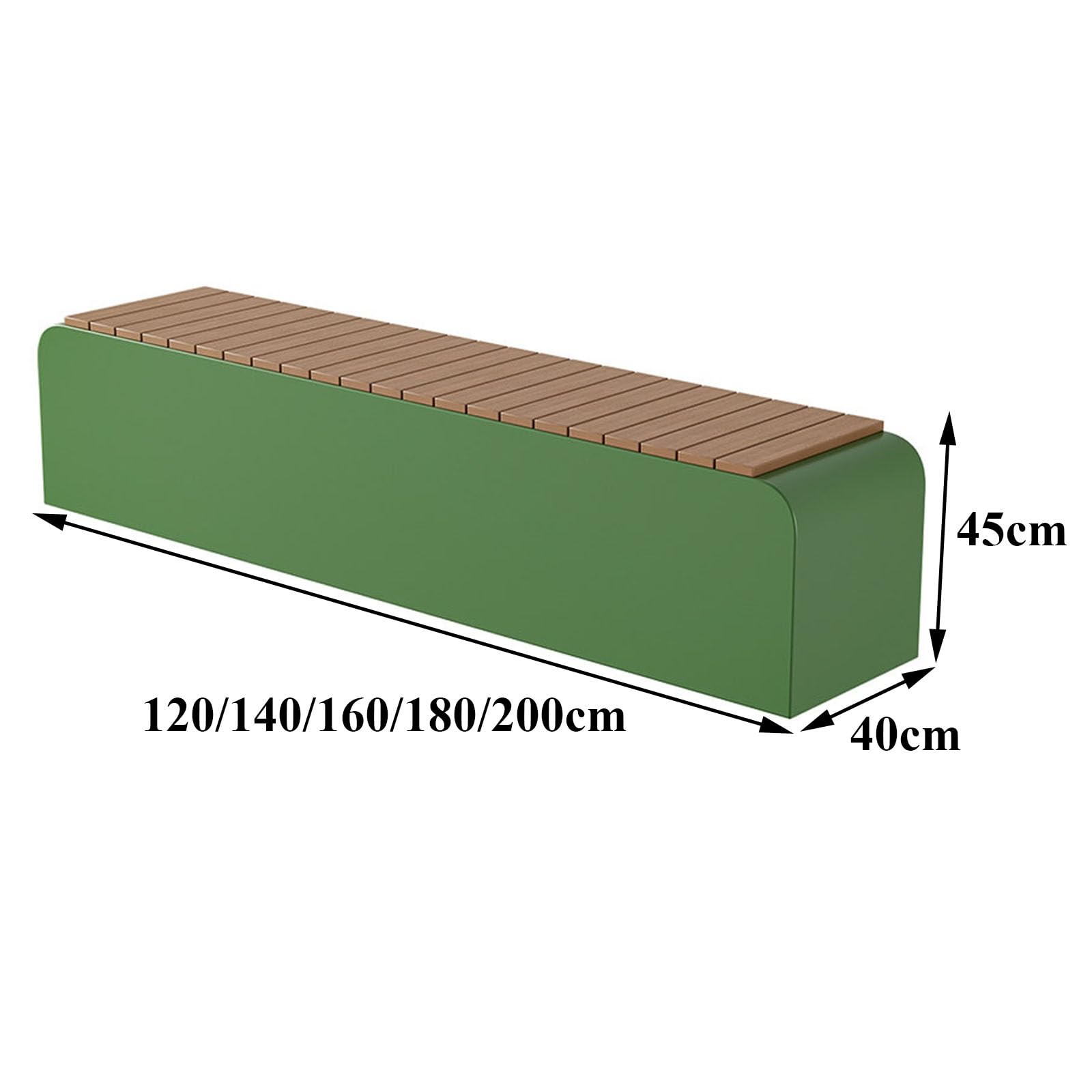 Banco De Jardín Exterior, Asiento De WPC Impermeable – para Parque/Centro Comercial/Borde De Piscina, No Requiere Montaje(Green,200x40x45cm)