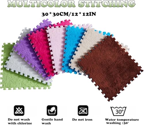 Dalles de sol en mousse douce moelleuse peluche rouge 30pcs - 4