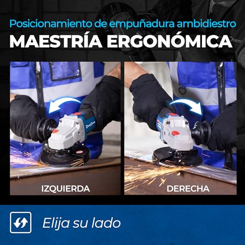 Amoladora angular DongCheng 20V de 125mm inalámbrica con discos de corte 6