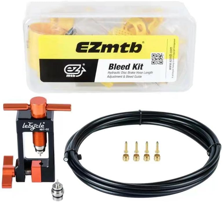 RUJOIHydraulic Bike Disc Brake Bleed Kit, Comprehensive Tool Set with 12 Adapters, Oil Needle Insertion Tool, Transparent Funnel, Dual Injectors & Clear Instructions for Easy Maintenance