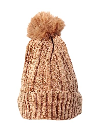 Touca Gorro De Lã Pompom Feminina Frio Forrada (Marrom)