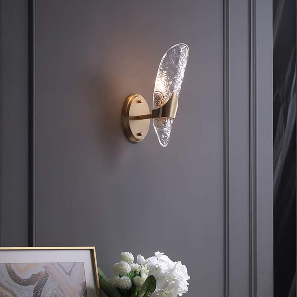 Lampy ścienne, nordycki nowoczesny minimalistyczny miedziany kryształ lampa ścienna światło korytarz restauracja salon sypialnia gabinet 11 * 21,5 * 31 cm Dte