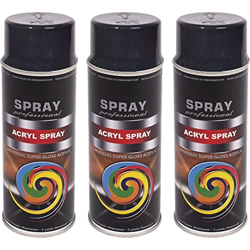 3x Sprühlack 400ml Anthrazit glänzend RAL 7016 - Acryllack Spraydose Sprühfarbe DIY Lack Spray Farbspray Sprühdose Lackspray Farbe für Holz, Metall uvm.
