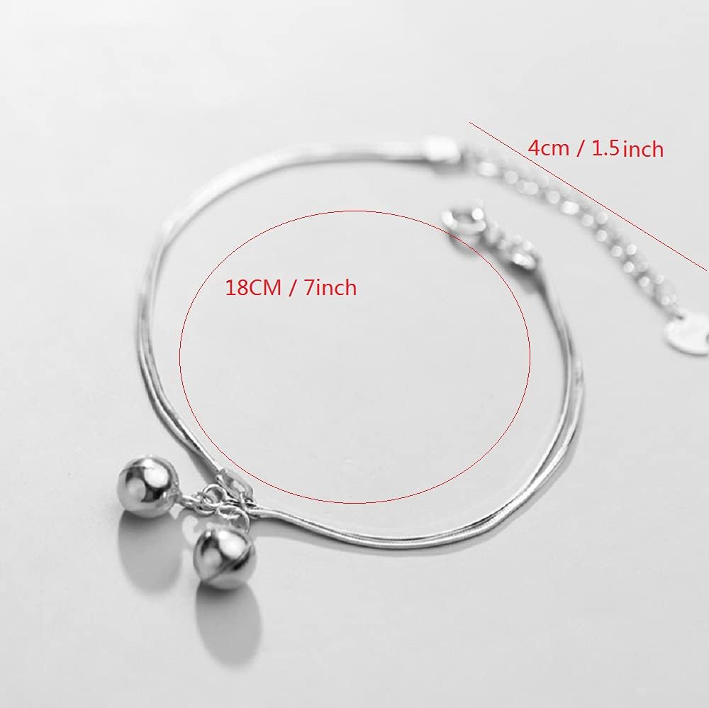 Charming Fashion 925 Silver Plated Bracelet Jingle Bells Bead Charm Bracelet Lady Jewelry Chain Adjustable Bracelet Anklet for Women - Image 4
