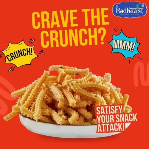 Image of Sri Radhaa's Butter Murukku | Premium and Traditional South Indian Crispy Snack | Crunchy, Buttery & Flavorful Murukku for Tea Time & Parties Each Pack 150 Gram (Pack Of 2)