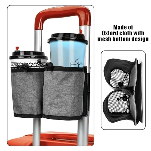 1 Kofferbecherhalter, Gepäckzubehör, Aufbewahrungstasche Zum Aufhängen, Kofferflaschenhalter, Mit 3 Taschen, Geeignet Als Reisegeschenk Für Passagiere, Flugbegleiter Und Flugbegleiter (Grau)