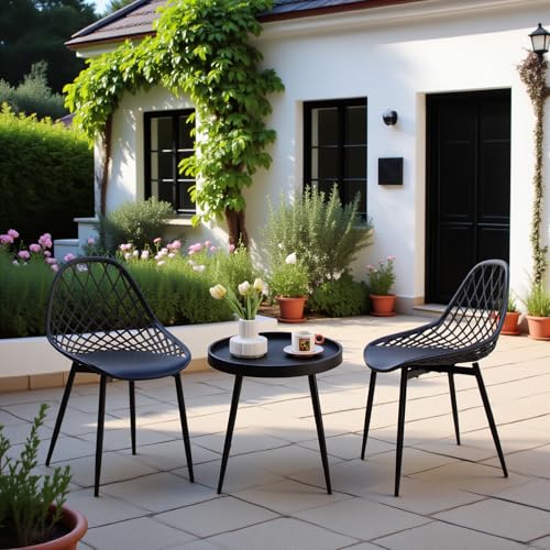 buybyroom Bistrotisch mit 2 Stühlen, Balkonmöbel Kleiner Balkon, Bistro Set 2 Stühle 1 Tisch Outdoor Wird in Bistros, auf Balkonen und in Gärten Verwendet,Schwarz buybyroom Bistrotisch mit 2 Stühlen, Balkonmöbel Kleiner Balkon, Bistro Set 2 Stühle 1 Tisch Outdoor Wird in Bistros, auf Balkonen und in Gärten Verwendet,Schwarz