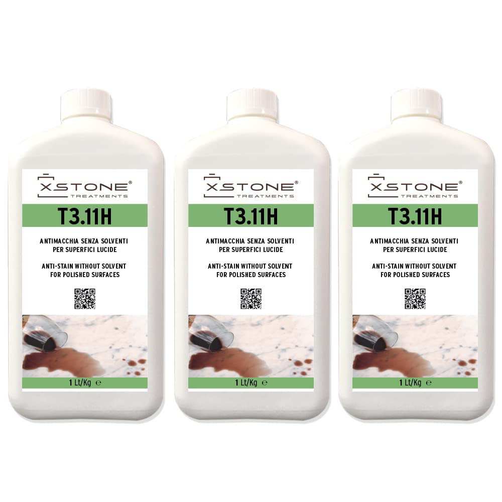 ANTIMANCHAS para SUPERFICIES BRILLANTES en piedra natural, etc. PROTEGE del aceite, café, grasa, etc. No cambia el color. Paquete 3 x 1 Litro