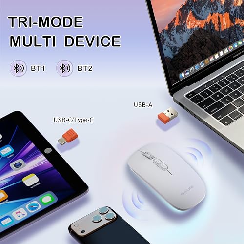 Image of FMOUSE Slim Wireless Mouse, Tri-Mode 2.4G /Bluetooth, Rechargeable - Silver