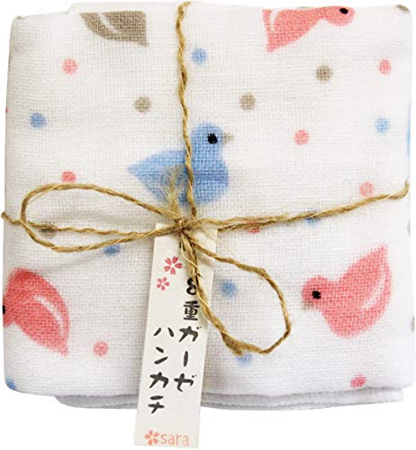 丸全(Maruzen) 晒8重ガーゼハンカチ 鳩 28×28cm