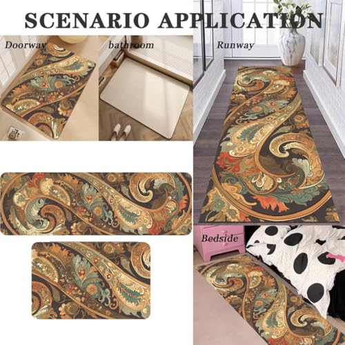 Alfombras de cocina de 2 piezas lavables con diseño de mandala para comedor y pasillo 3