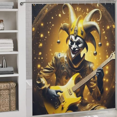 Rideau de douche clown guitare en polyester imperméable 183x183cm - 2