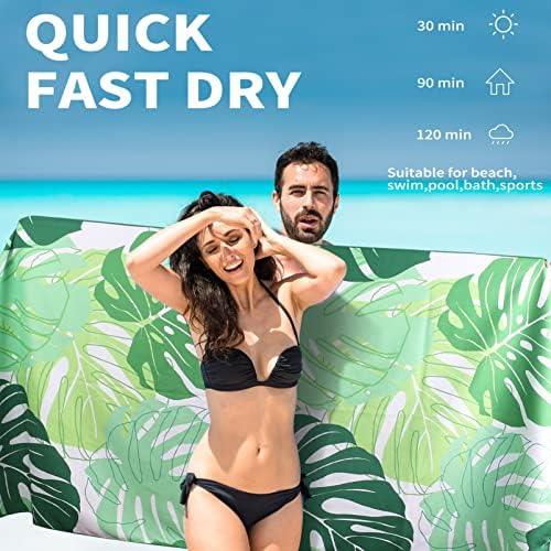 Haleey Microfibre Sand Free Beach Towel Fast Dry Super Absorbent Oversized Extra Large Thin Lightweight Towels Travel Pool Swimming Bath Camping Yoga Girls Women Mens Adults Boho