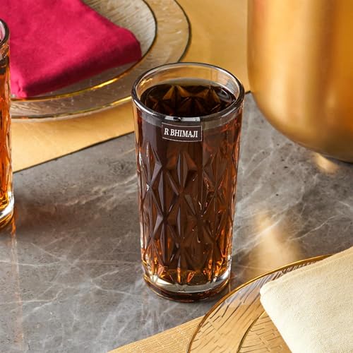 Image of Premium Crystal Water Glass Set of 6 - Highball Drinking Glasses Set for Home - Glass Set for Water Juice Shakes Mojito Cocktail Colddrinks (Diamond)