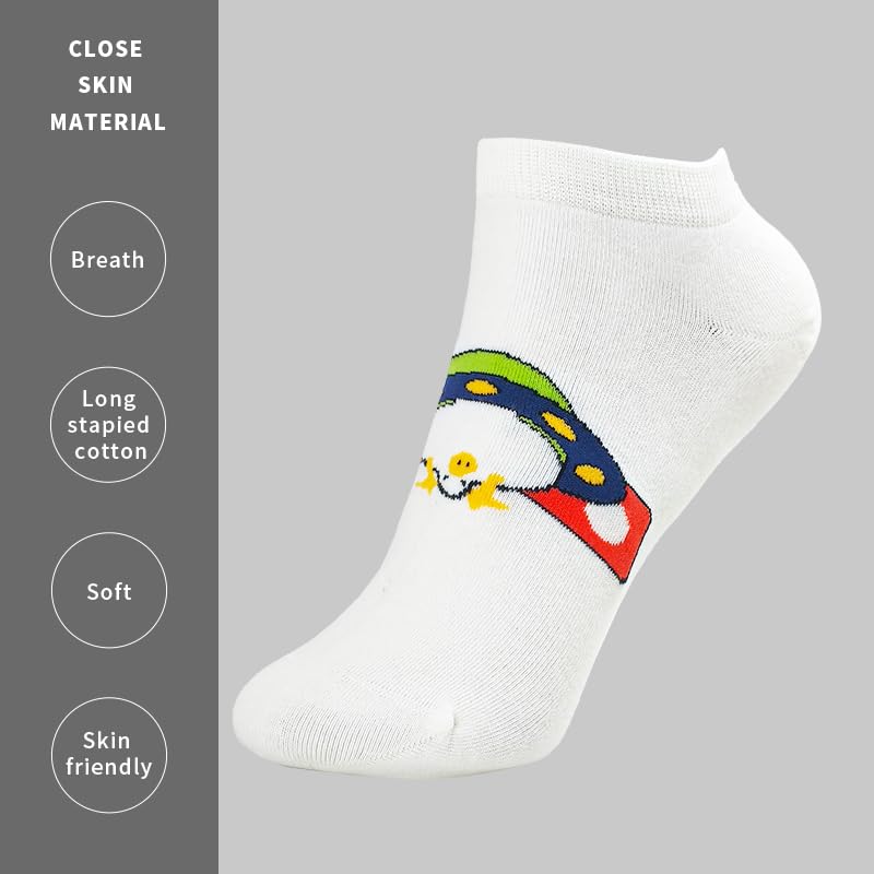 No Show Socks Fashion Patterned Casual Low Cut Ankle Socks for Men 5 Pairs Gift Box Pack-Cool & Funny Gifts 5