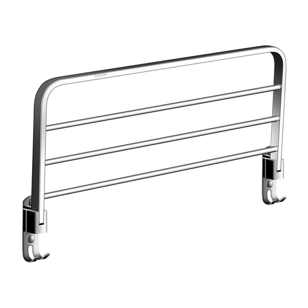 FGXHHS Towel Rack Holder Bathroom,Single Layer 304 Stainless Steel Wall Mount 90 Folding Rail with Hooks,Storage Shelf 3 Bar 60CM (50CM)