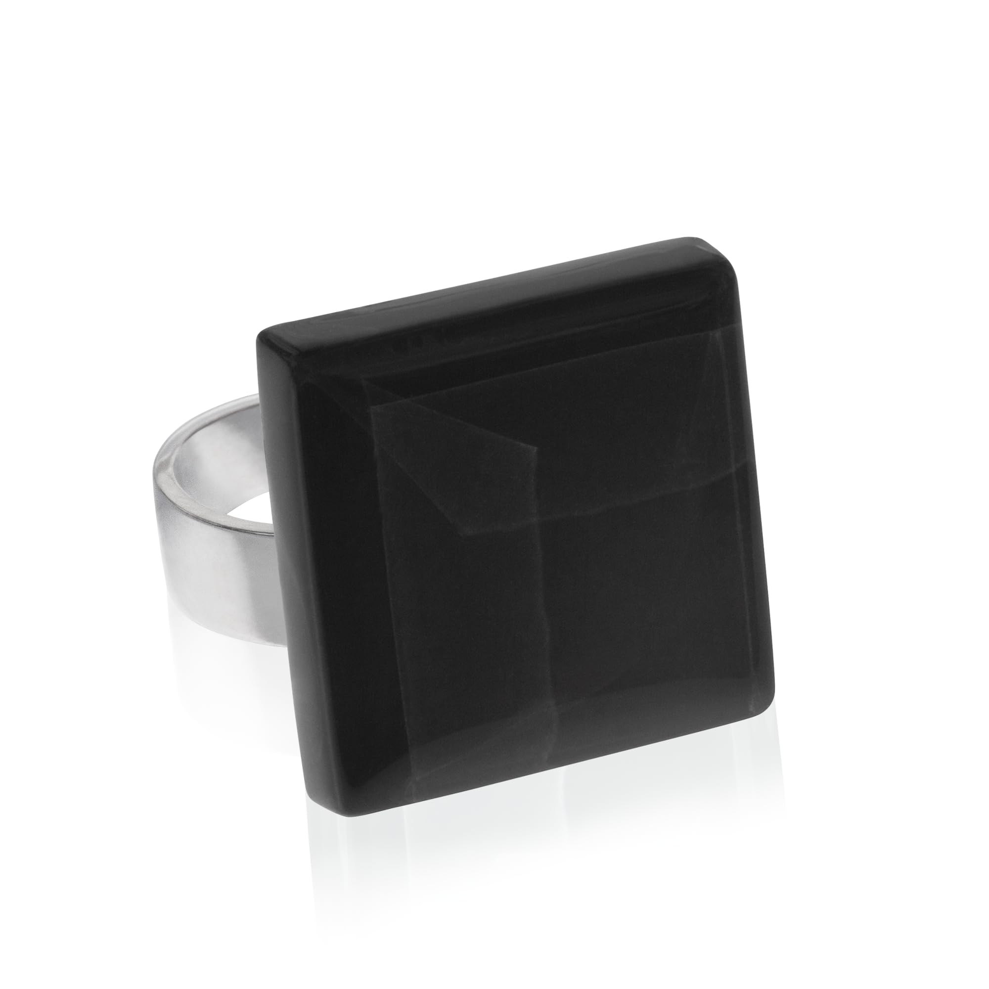 Statement Ring mit Stein • Geburtsstein Schmuck Geometrisch • Edelstahlring größenverstellbar (min. Ø 19mm) • handgemacht & nachhaltig