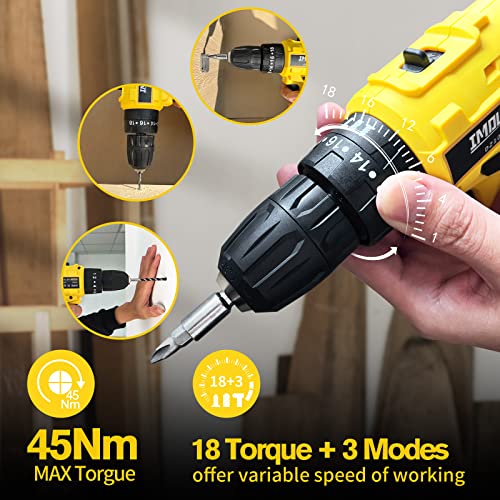 IMOUMLIVE bürstenlose akku bohrmaschine,38-teiliges 21V akkuschrauber set mit LED-Licht,531 lbs,3/8… – Bild 6