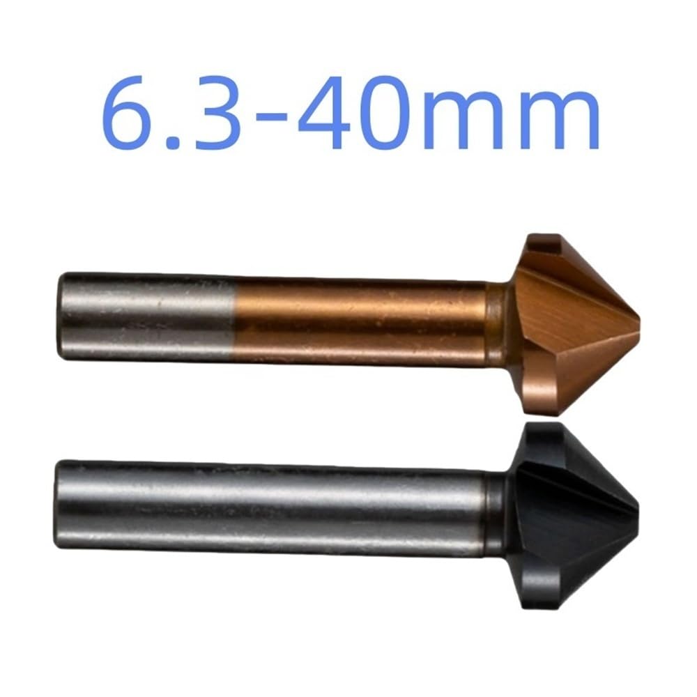 Punta svasatrice 1 pezz0 di fresa for smussatura e sbavatura, punta da trapano svasatrice a 3 scanalature a 90 gradi for metallo in acciaio e alluminio in ferro(Brown,40mm)
