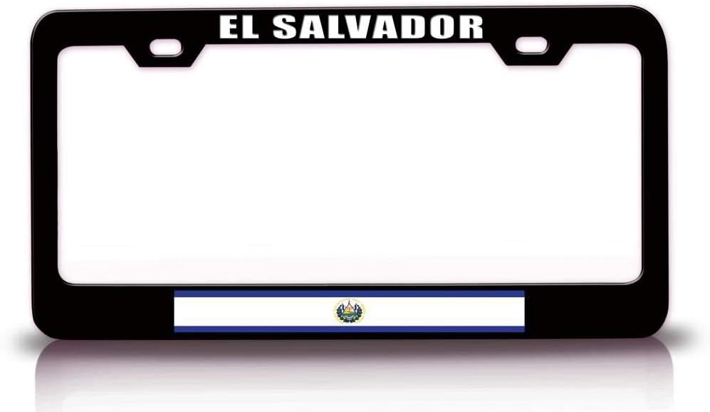 EL Salvador Country w/Flag Metal Car SUV Truck License Plate Frame Bl e30