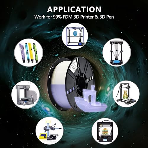 Image of iBOSS 3D PLA Plus Printer Filament, 1.75mm Glow in The Dark White PLA+ Filament for 3D Printing, 1kg Spool (2.2lbs), Dimensional Accuracy + /- 0.02 mm, Fit Most FDM 3D Printers, Glow White