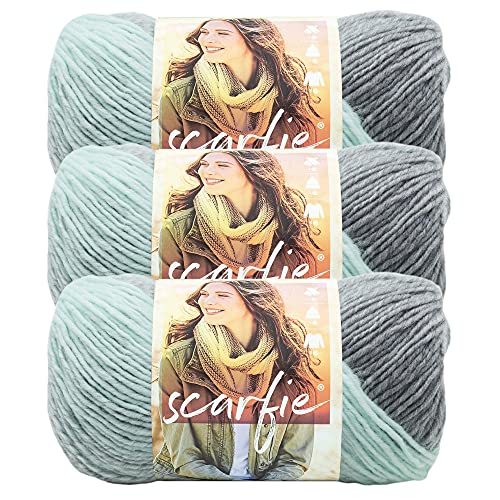 Image of (3 Pack) Lion Brand Yarn Scarfie Bulky Yarn, Mint /Silver