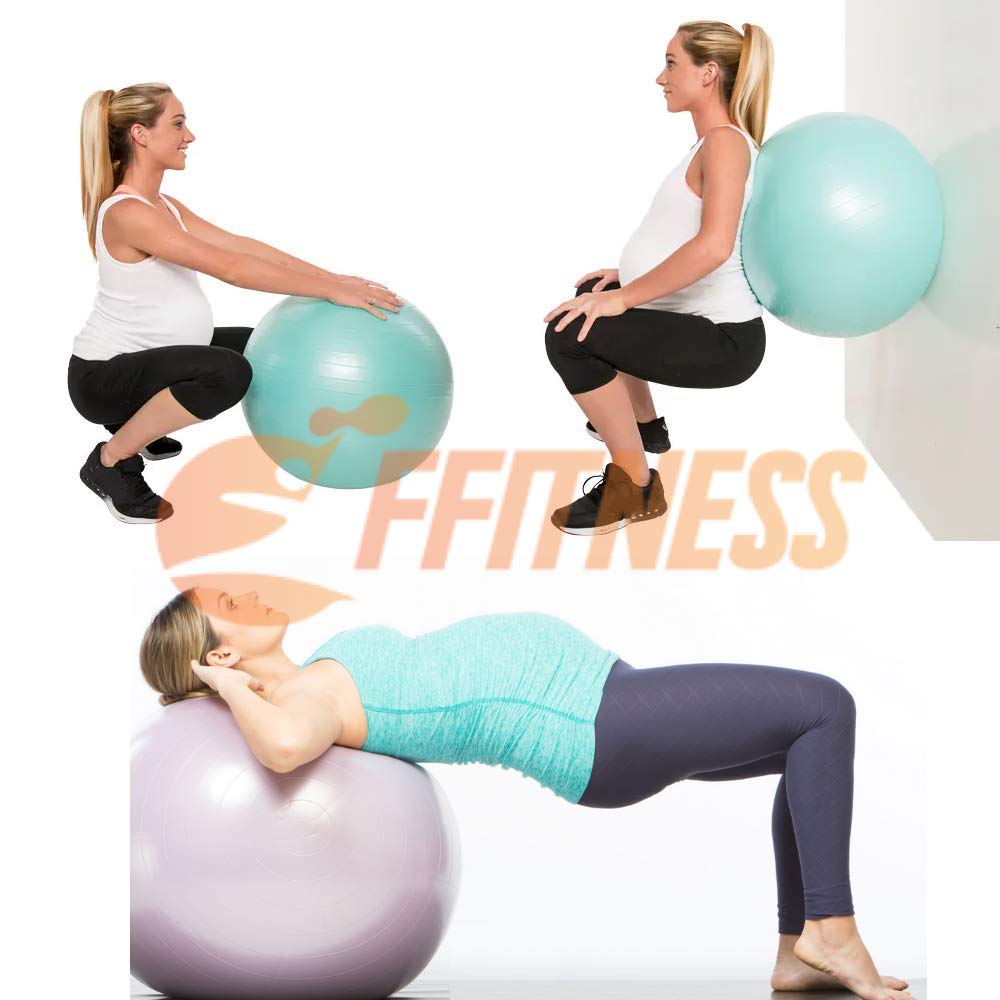 FFitness Ballon Total Body Balance Ball pour gymnastique prénatale, gros ballon de gymnastique (55, 65, 75, 85, 95 cm) anti-éclatement pour gainage, exercices abdominaux, résistance, renforcement