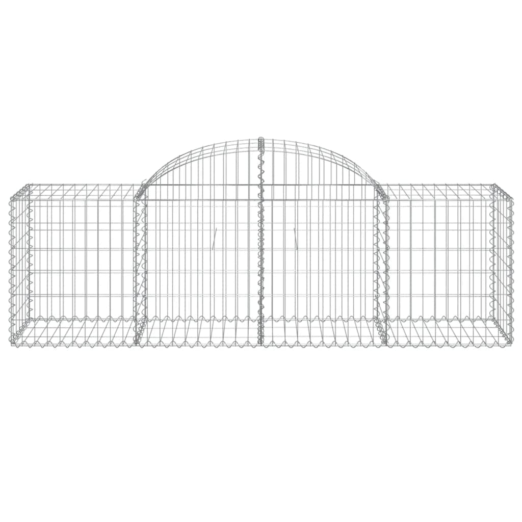 Gaviones con arco alto, 10 unidades, 200 x 50 x 60/80 cm, hierro galvanizado, para barreras de jardín y protección visual, como pared decorativa insonorizada de alambre robusto