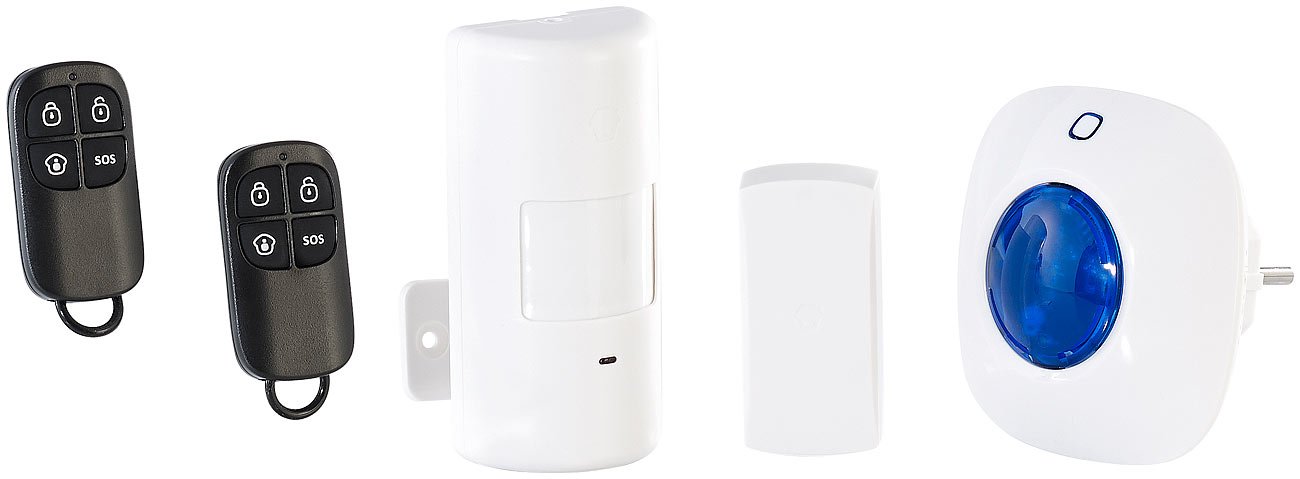 VisorTech Fensteralarm Funk: Alarmsystem mit Funkanbindung, PIR-Sensor & Tür-/Fenster-Alarm (Fenster Alarmanlage Funk, Haustür-Alarm, System)