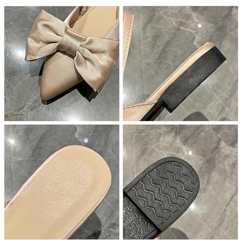 Women's Bow Satin Slingback Formal Flats Pointed Closed Toe Comfortable Slip-On Non-Slip Ballet Dress Shoes for Prom Evening Dating3