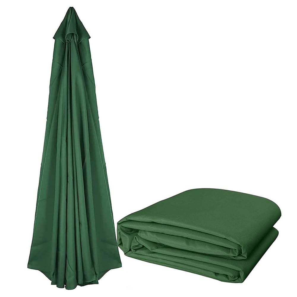 KADEUX Offset Umbrella Replacement Canopy Cover, 9'/10' Parasol Top Cover Parasol Cloth, Round Canopy for 6 Ribs/8 Ribs Patio Umbrella (Color : Dark Green, Size : 2.7m/6-ribs)
