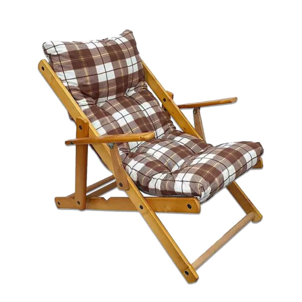 MAURY'S Poltrona Sdraio Harmony Relax w Legno 3 posizioni z Cuscino Imbottito (Scozzese)
