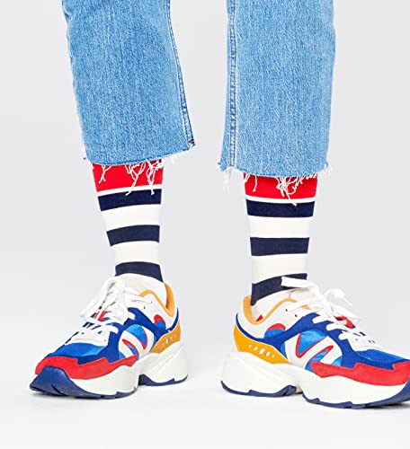 Happy Socks Classic Geometric Socks, for Men and Women, made with Sustainable Organic Cotton - Navy, Red and White - size 10-13 - 4-Pack Gift Box4