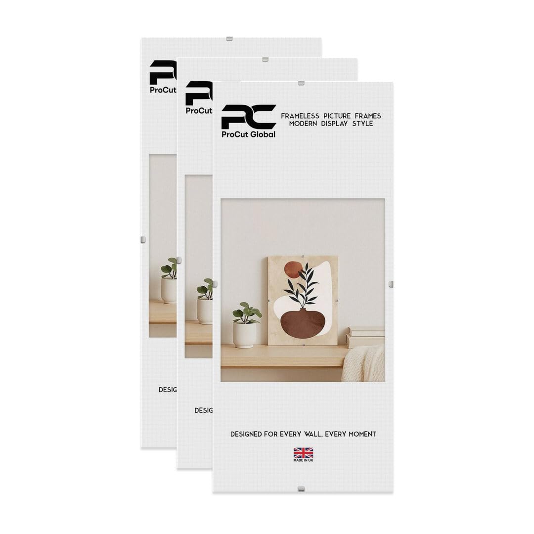 Procut Global 10x4" Frameless Clip Picture Frames For Photos - Pack of 3 — image 1