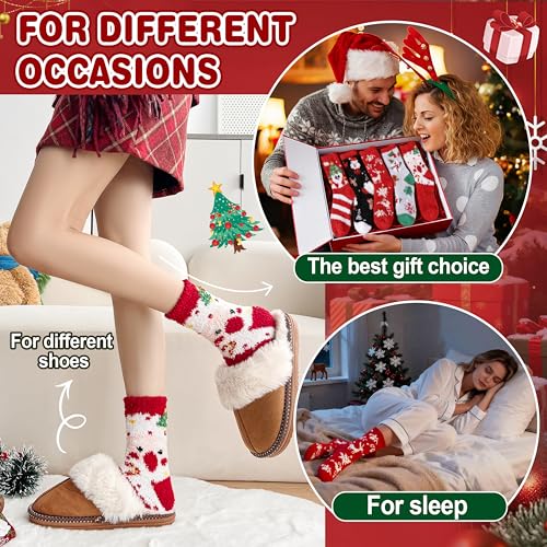 Image of ProEtrade Fuzzy Socks for Women Teen Girls Fluffy Christmas Cozy Slipper Cabin Soft Winter Warm Fleece Socks