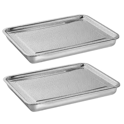 Temeemeg Kit de Bandeja de germinación de Semillas de Acero Inoxidable, brotes de Frijol rectangulares de Pasto de Trigo para Cultivo de Suministros de jardín, 26x20x5 cm, 2 Unidades..