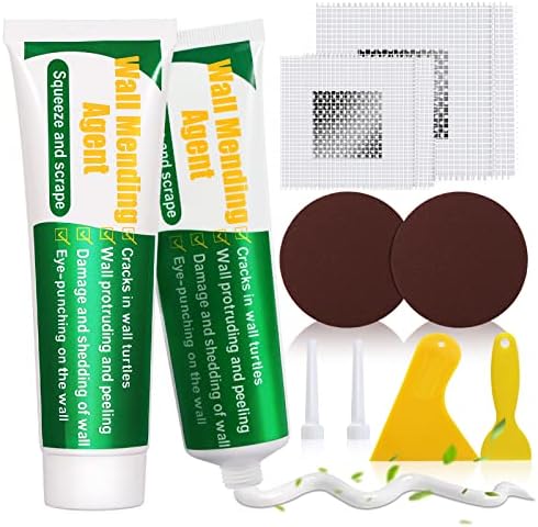 Drywall Repair Kit, 2 Pcs Spackle Wall Repair Patch Kit with Scraper, Wall Mending Agent Large Hole Drywall Patch, Easy to Fill Holes in Home Wall and Quick Repair Crack, Plaster Wall Repair