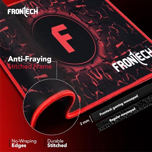 Image of FRONTECH Gaming Mouse Pad | Water Resistant | Anti-Slip Base | Stitched Edges | 232mm x 182mm x 2mm | Red /Black (MSP-0062)