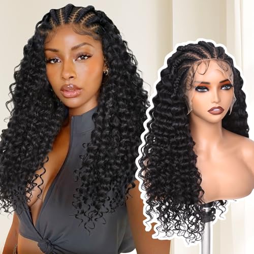 FAVE 13×6 Lace Front Wig Glueless Braided Wigs with Curly