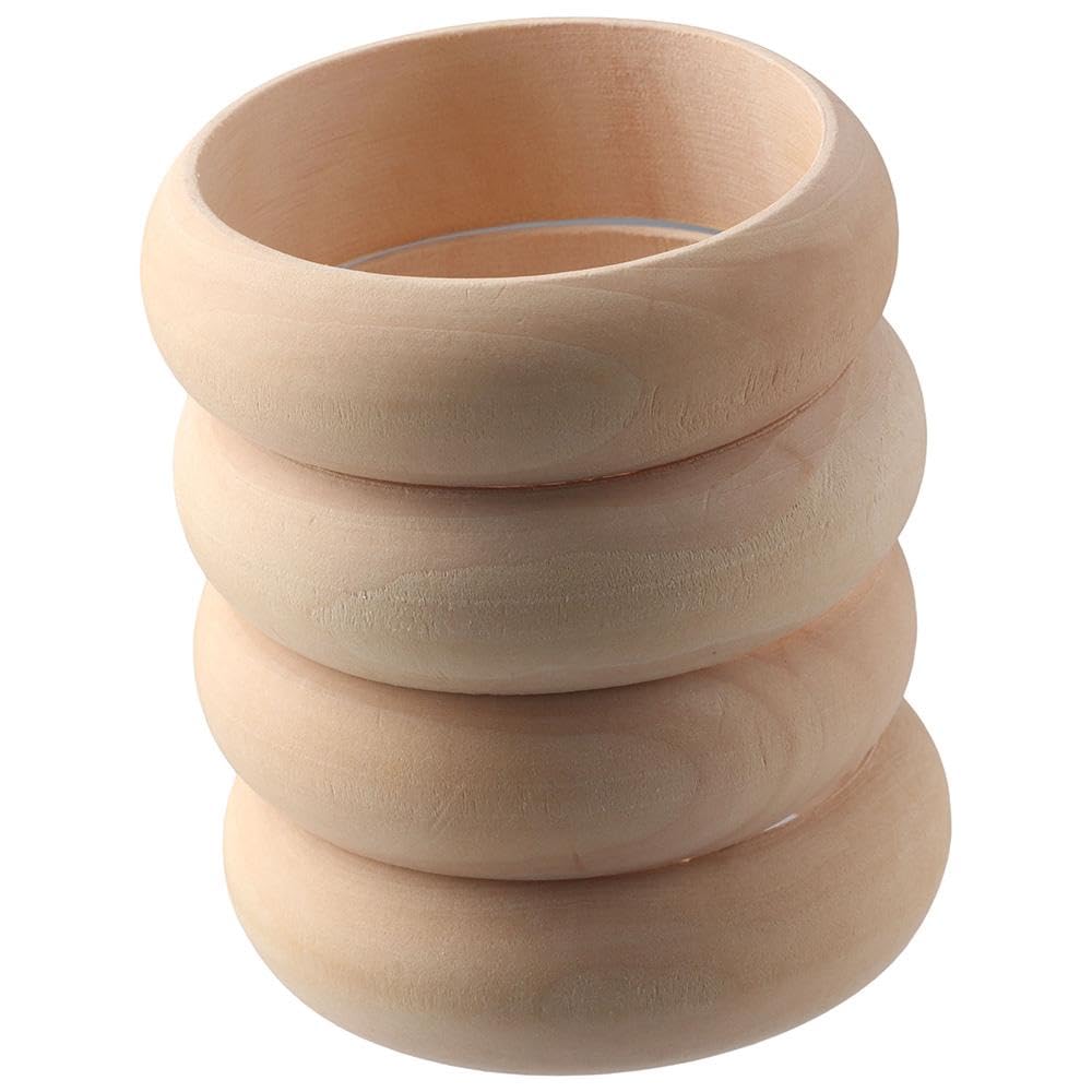 YYlingx 4Pcs Unfinished Wood Blank Bangle Bracelets - Image 3